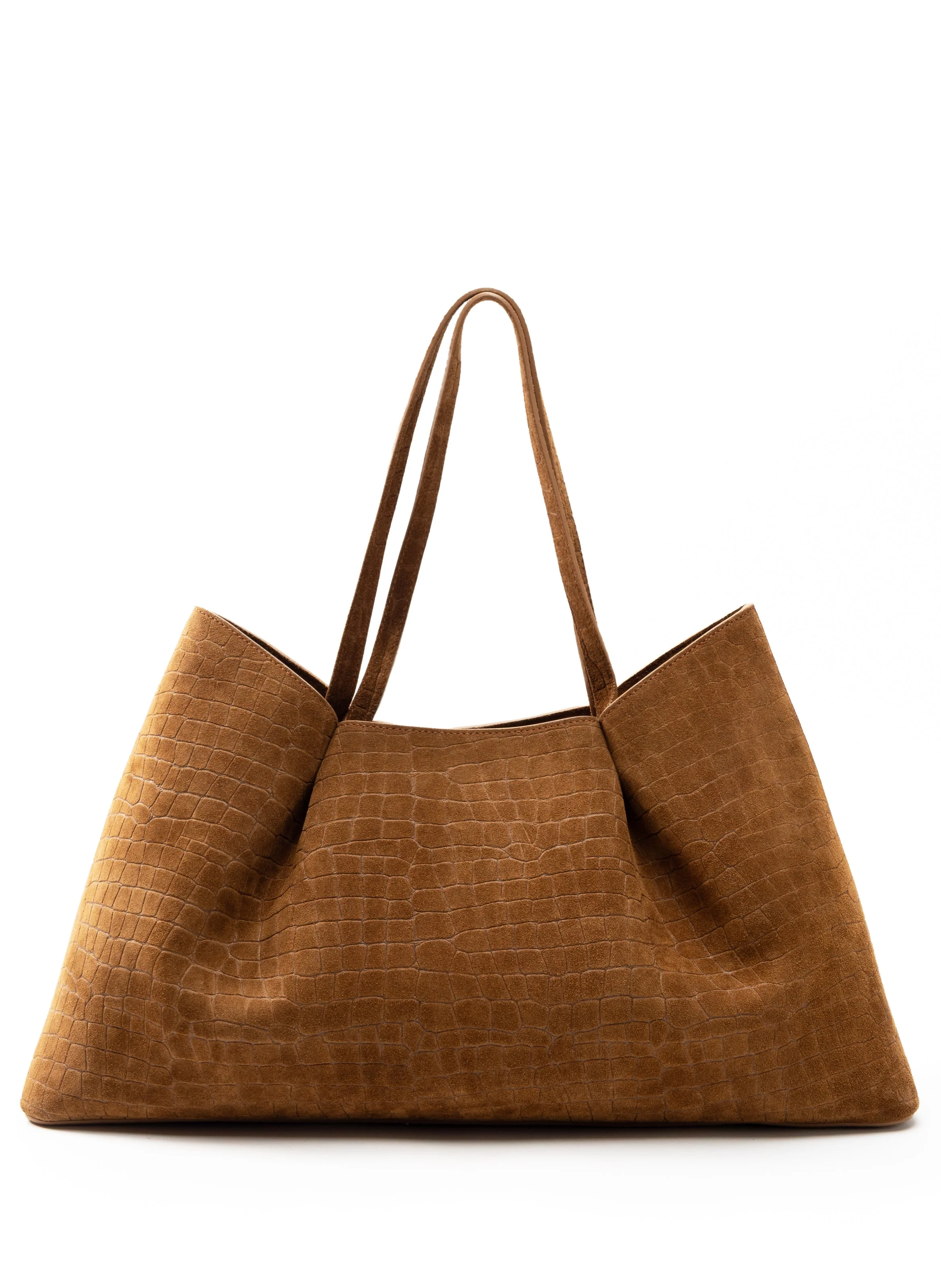 Dimple Tote Croco Suede Cognac - 1