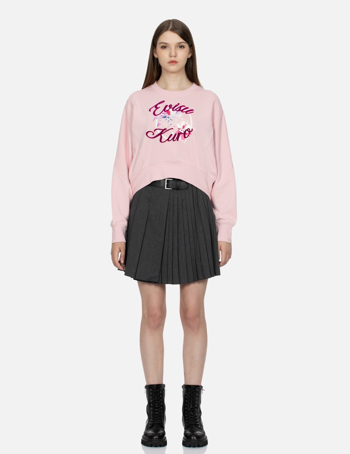 Floral Kamon Print and Logo Jacquard Loose Fit Sweatshirt - 5