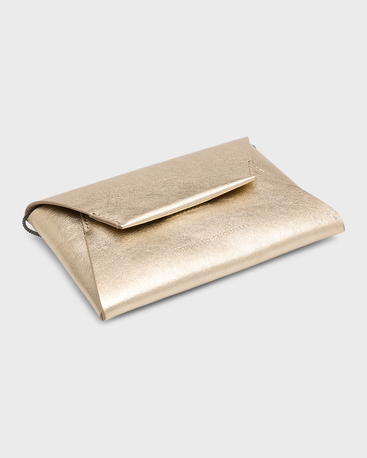 Envelope Flap Metallic Leather Clutch Bag - 7