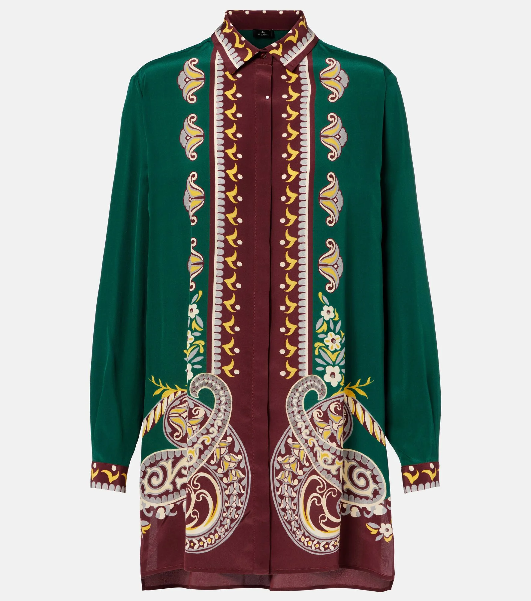Printed oversized silk shirt - 1
