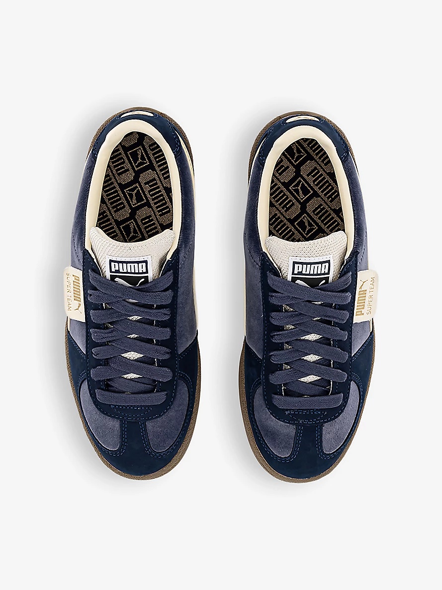 Super Team brand-tab low-top suede trainers - 2