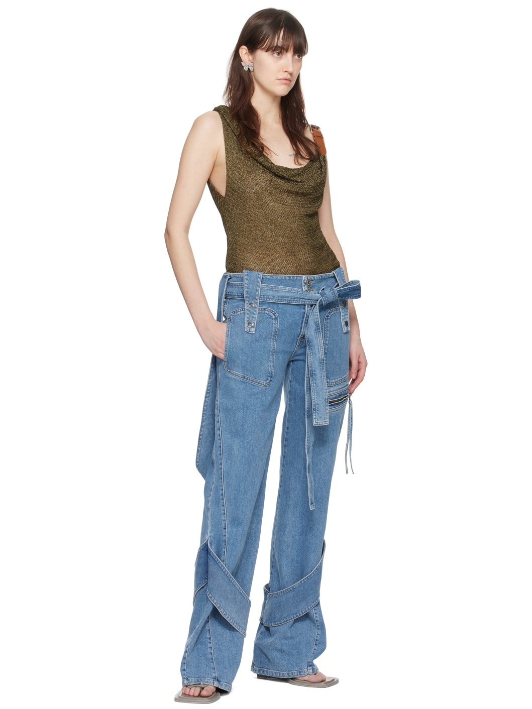 【関税込み】Blumarine ブルー レイヤード ジーンズ Blumarine Blue Layered Jeans | ssense | REVERSIBLE