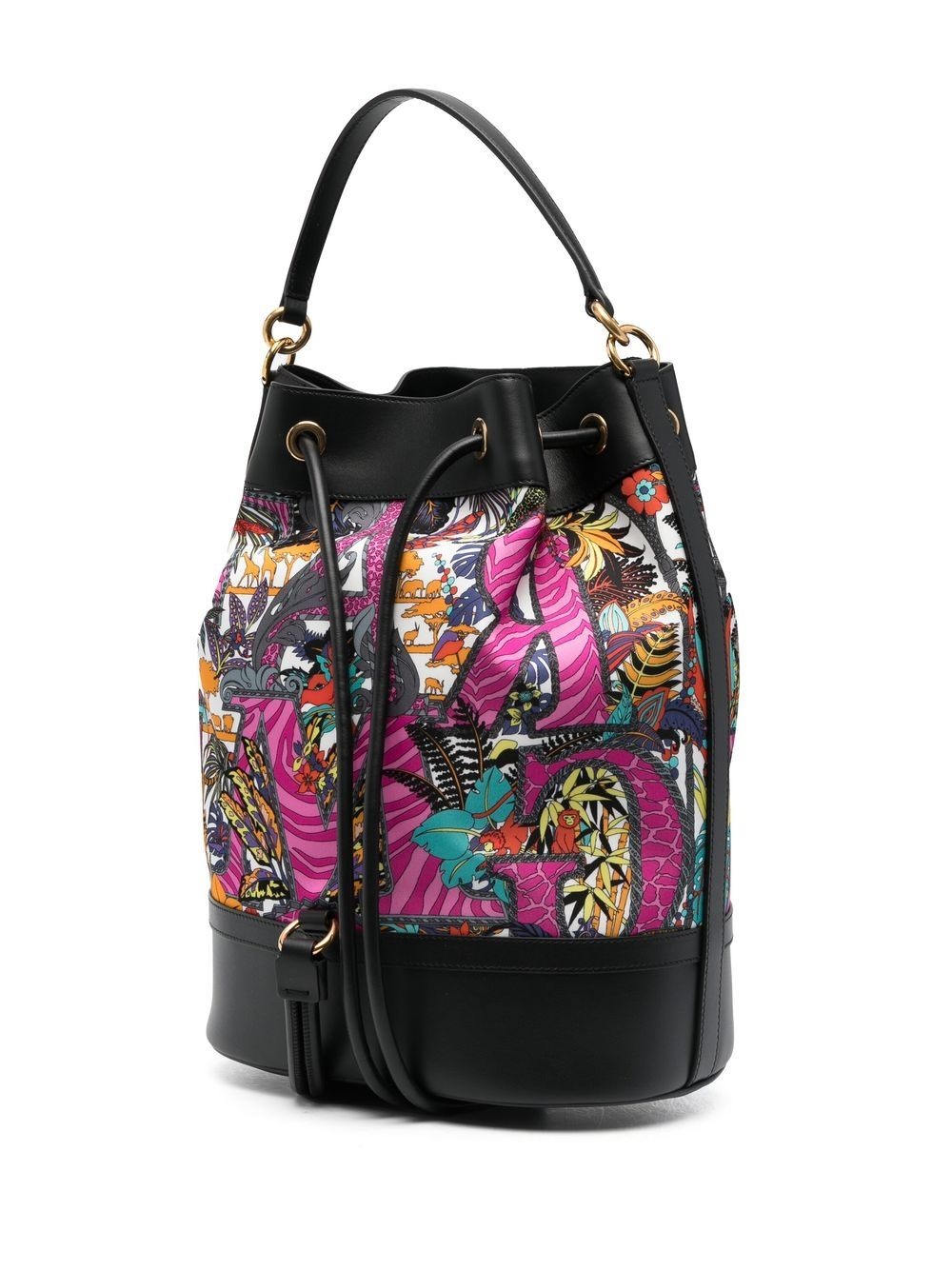 safari-print leather-trim backpack - 3