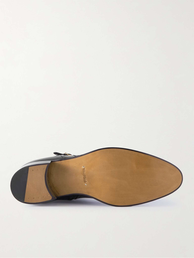 Buckled Polished-Leather Boots 7