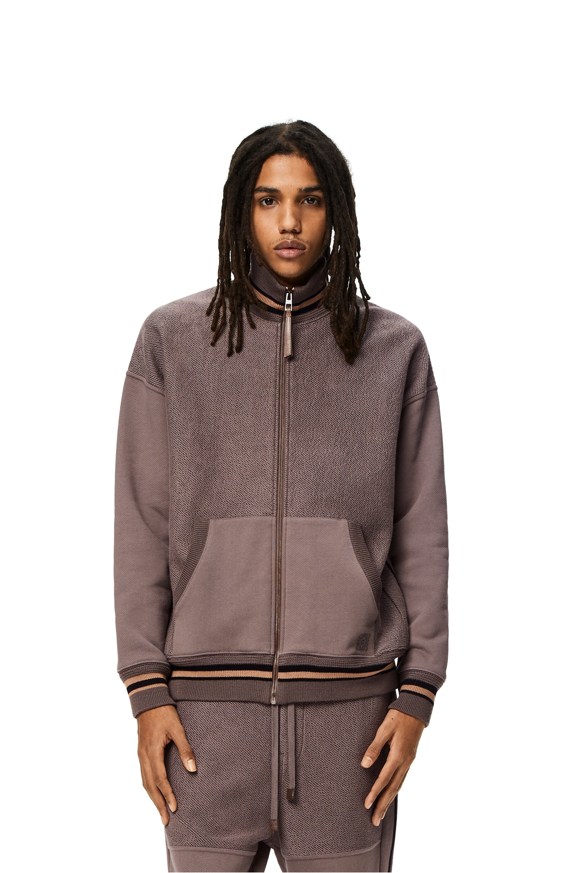 Zip-up ribbed jacket in cotton - 3