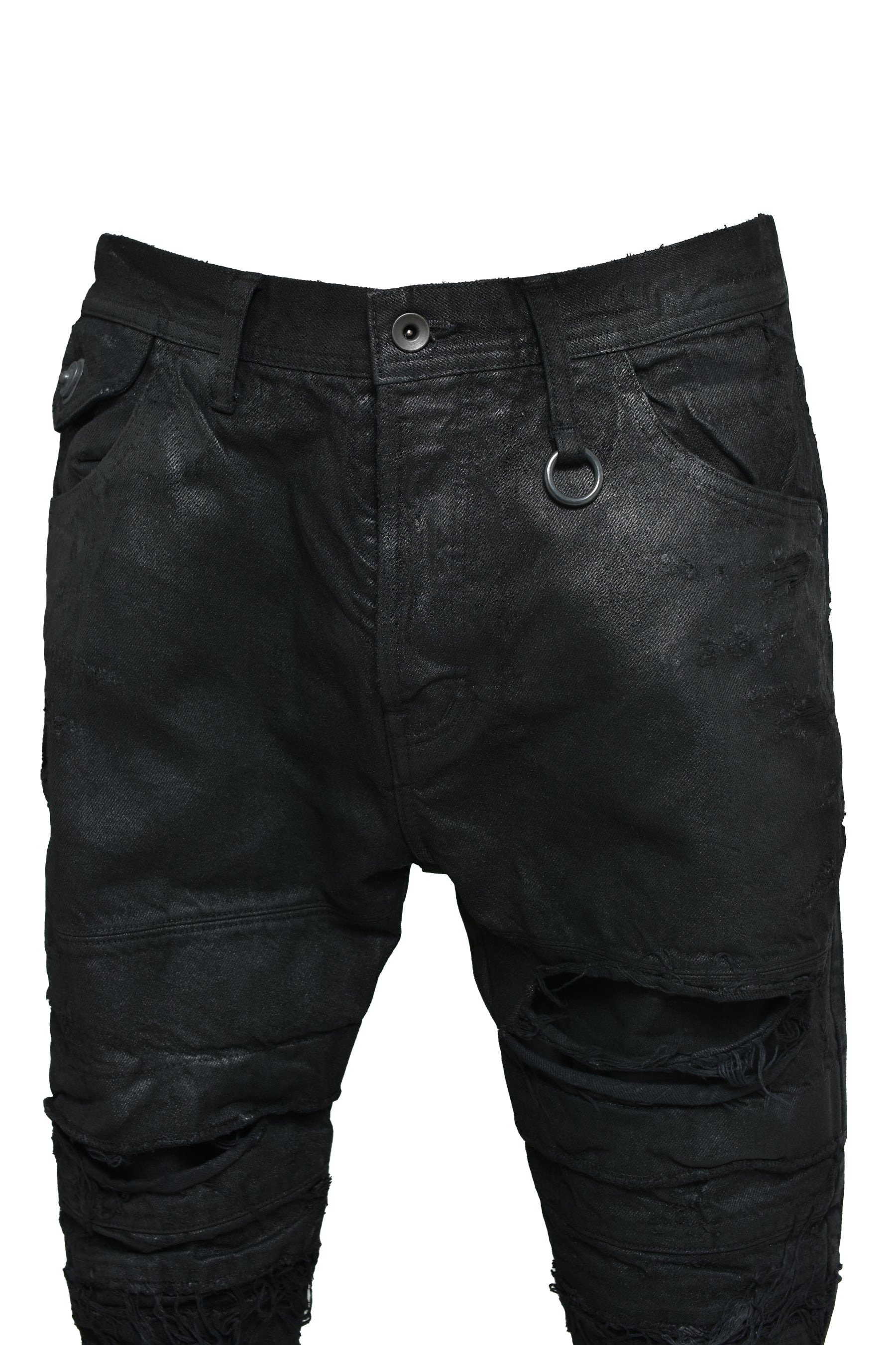 12OZ COATING DENIM PANTS / BLK WAX - 4