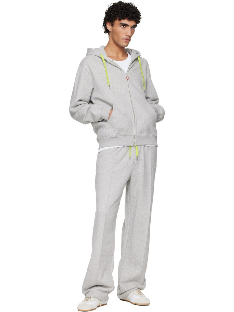 CASABLANCA Gray Cashmere Blend Zip‑Up Hoodie outlook