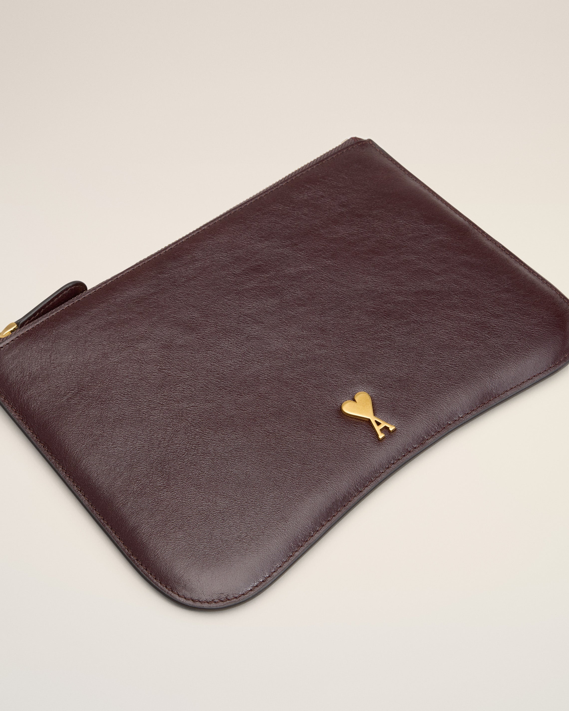 BURGUNDY LEATHER PARIS PARIS POUCH - 3