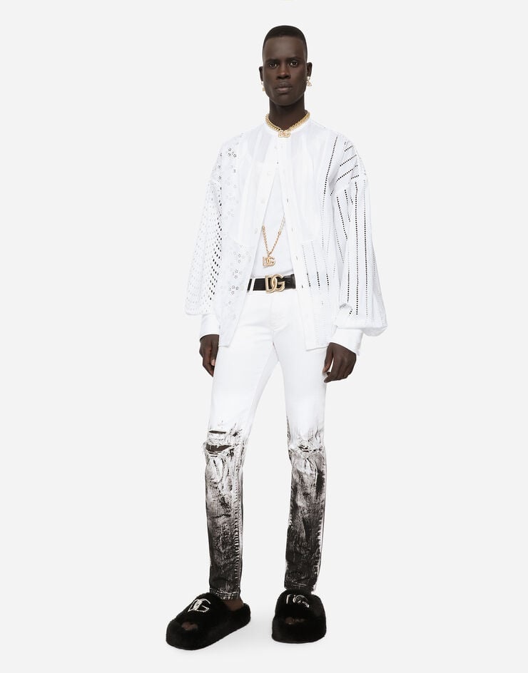 Skinny stretch jeans with rips and brushstrokes - 6