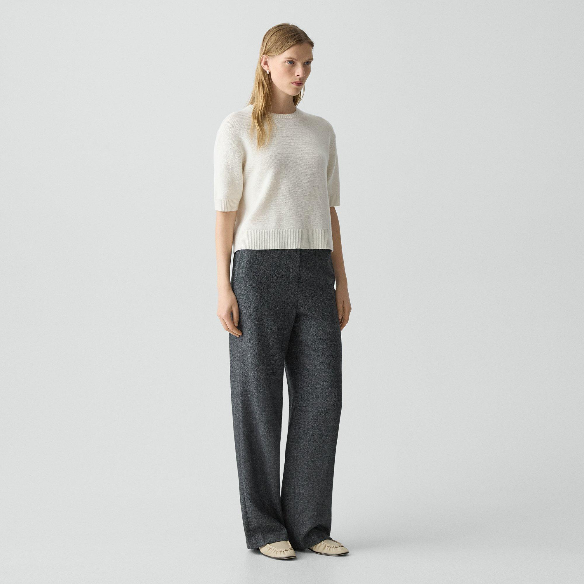 Wide-Leg Pull-On Pant in Marled Flannel - 3