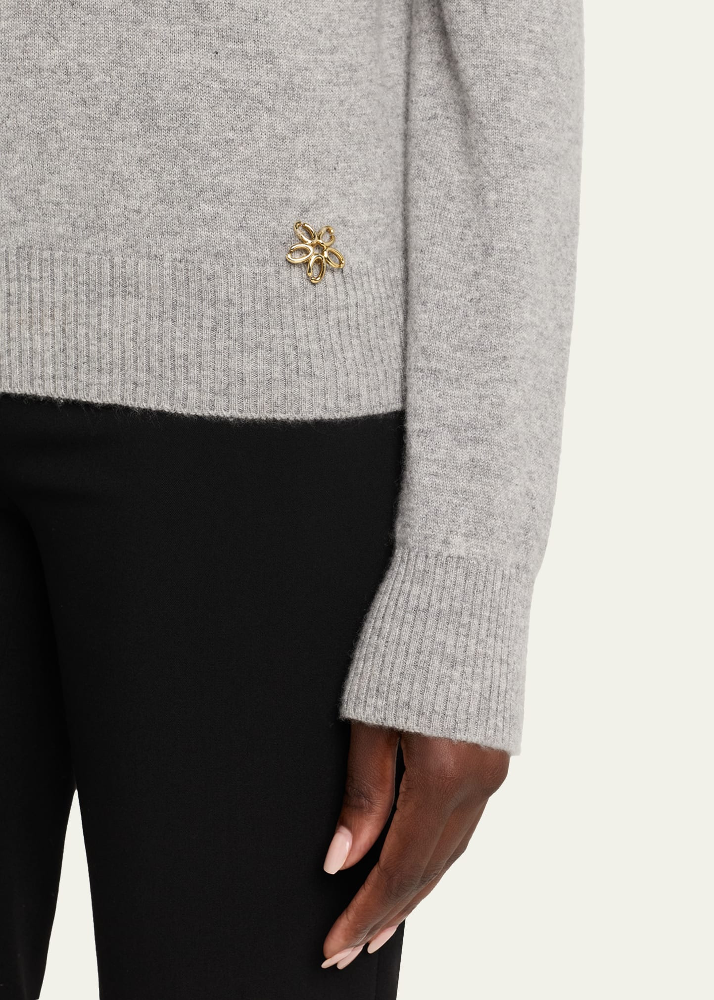 Mockneck Cashmere Knit Scarf Sweater - 5