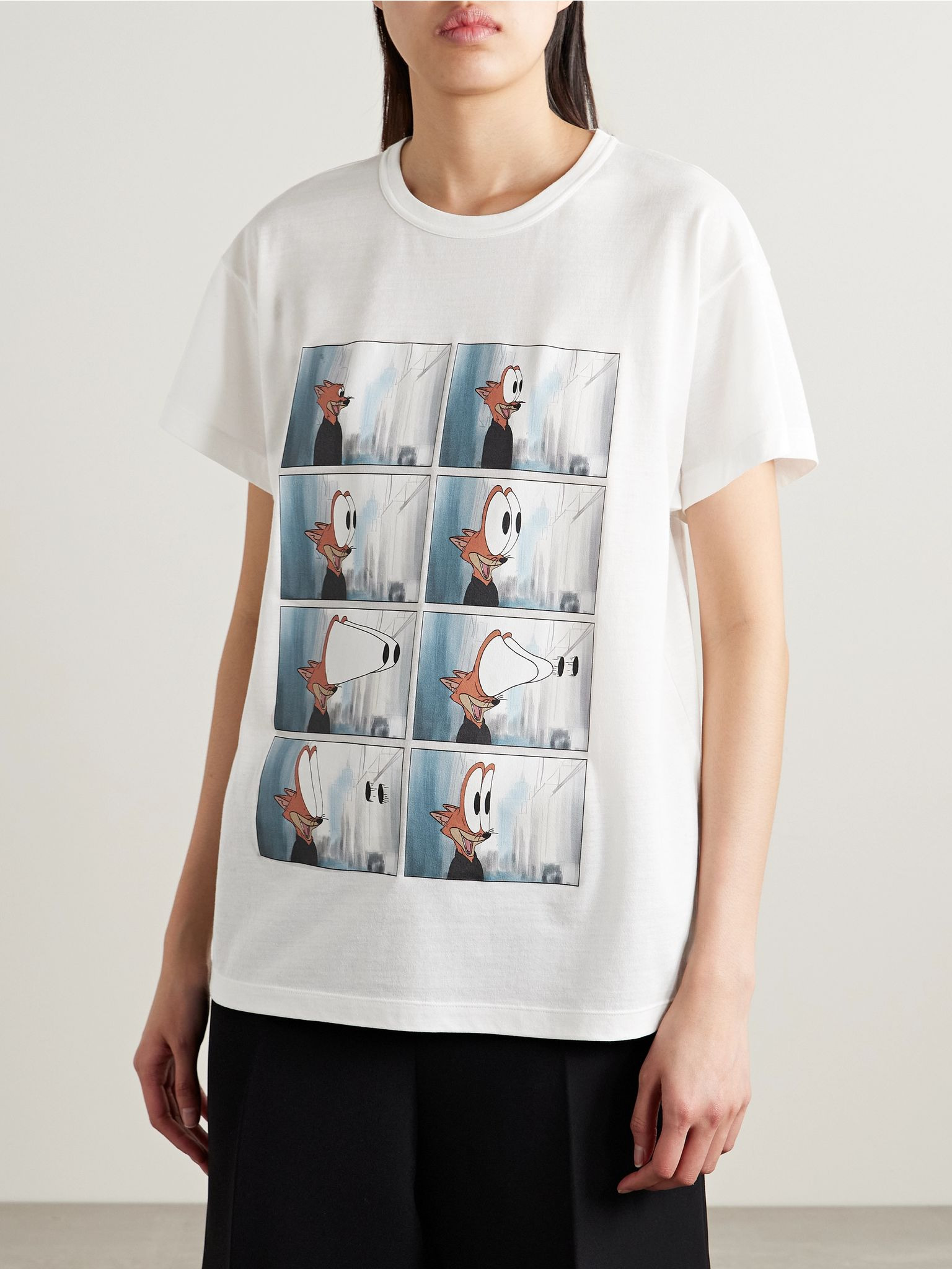 Maeve printed cotton-blend jersey T-shirt White - 3