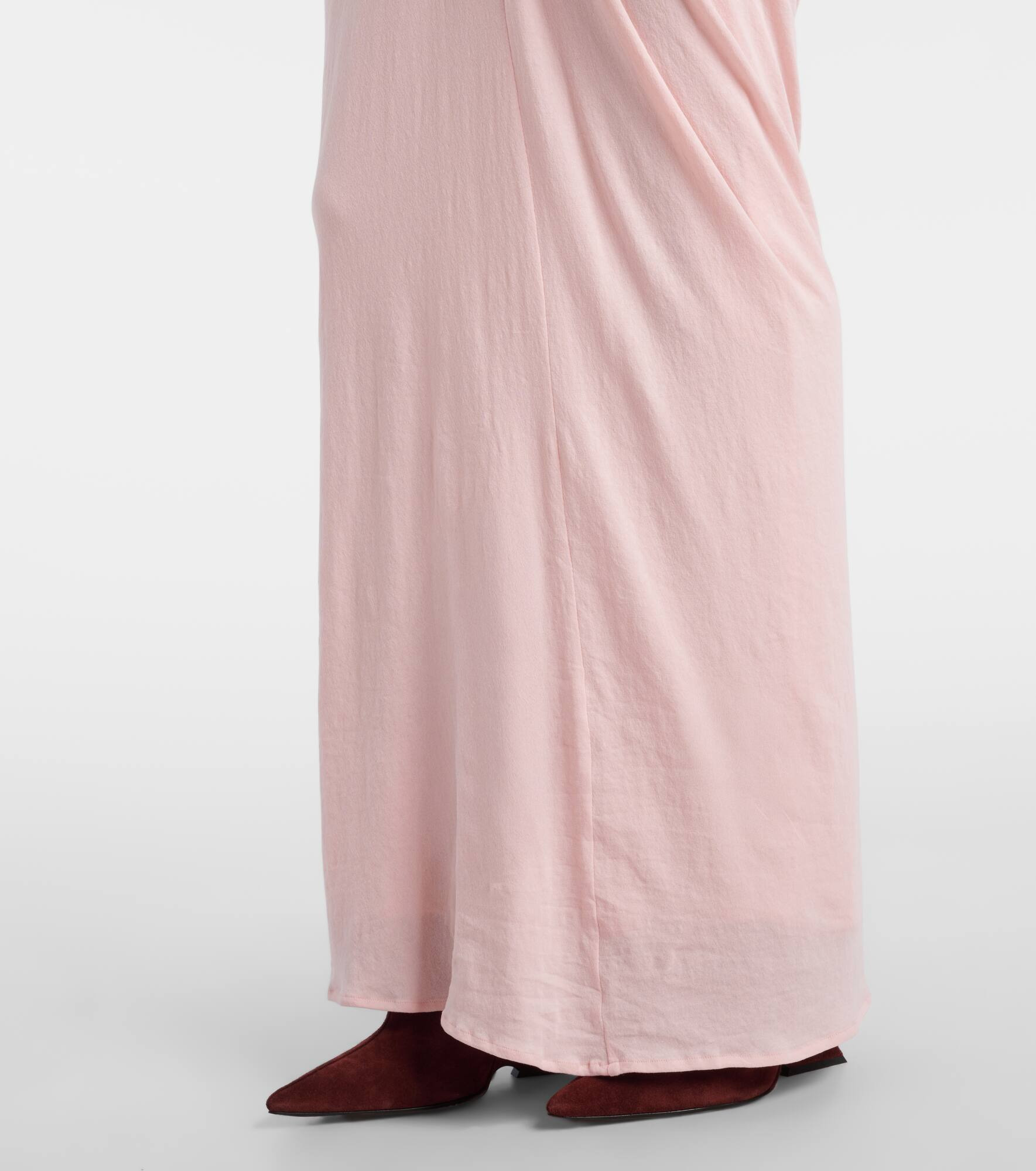 Gathered cotton-blend jersey maxi skirt - 5