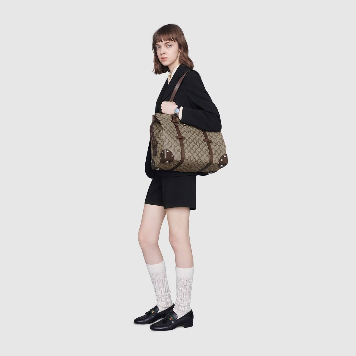 GG tote bag with leather details - 9