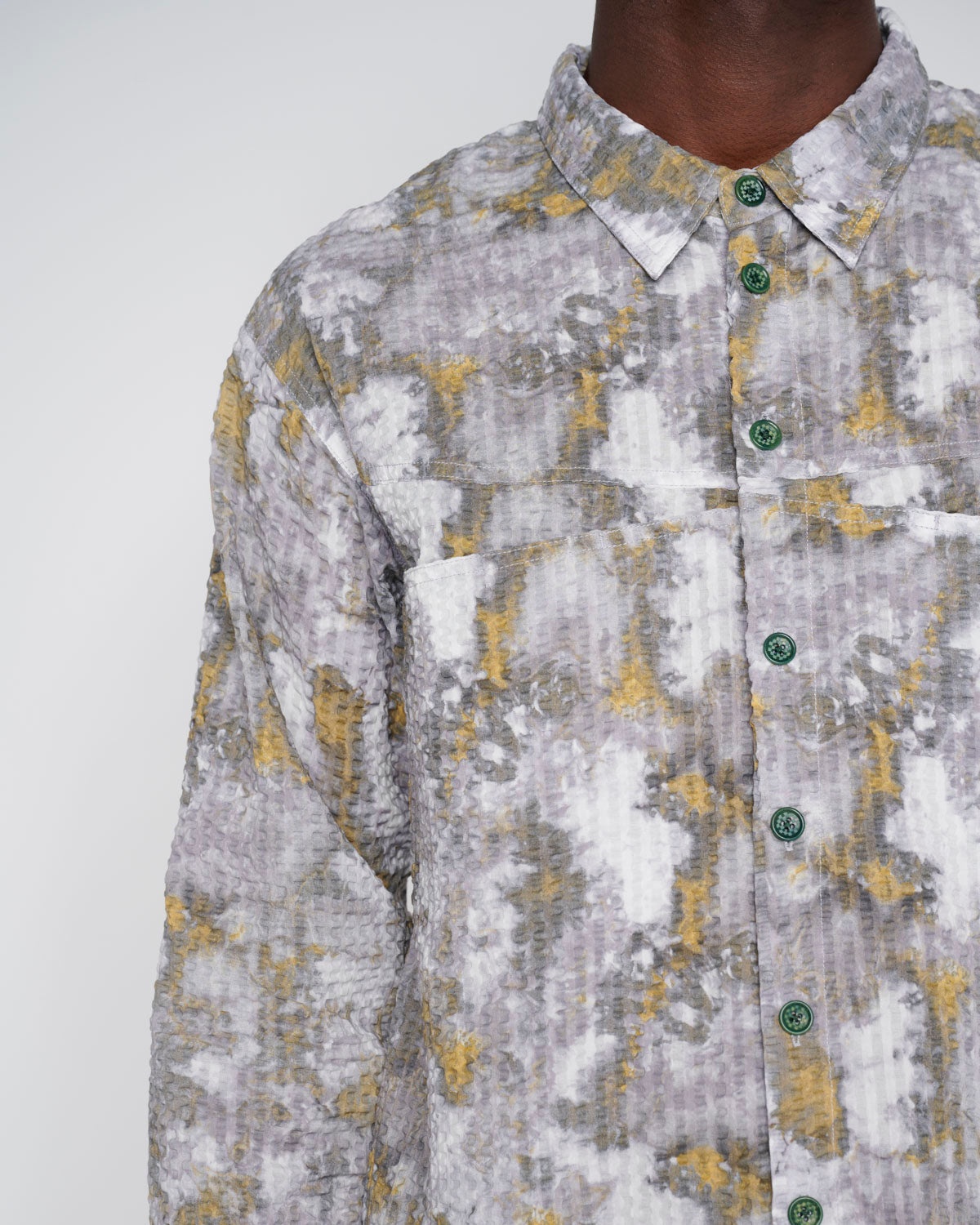 Distorted Heat Long Sleeve Button Up - Grey - 6