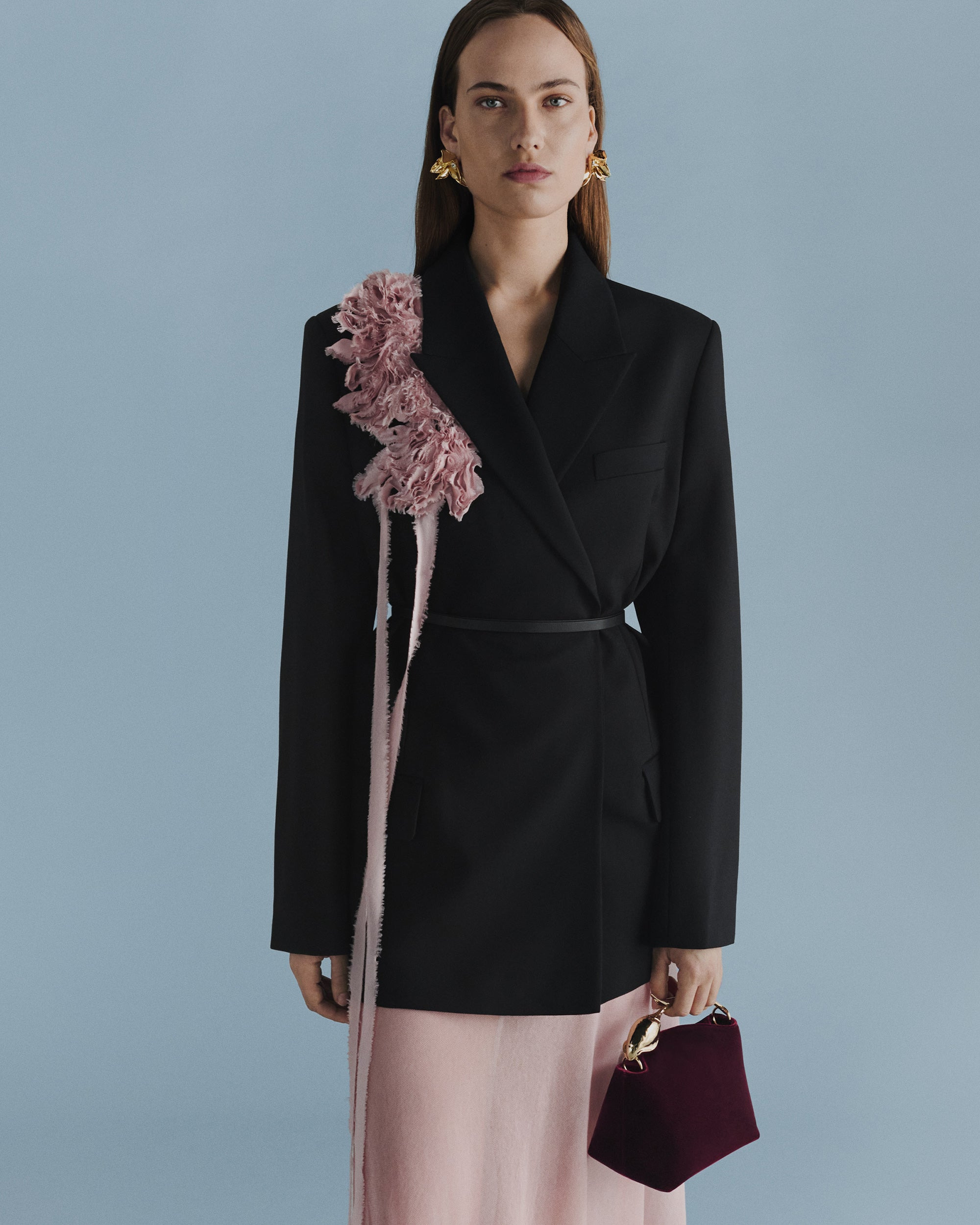 Belted Floral-Appliquéd Double-Breasted Wool Blazer - 2
