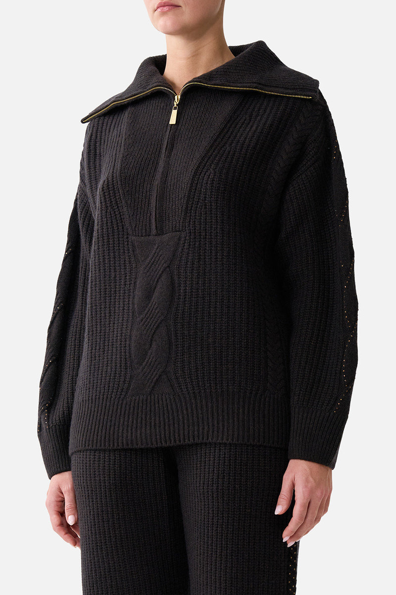 HALF ZIP KNIT SWEATER NIGHT GARDEN 5