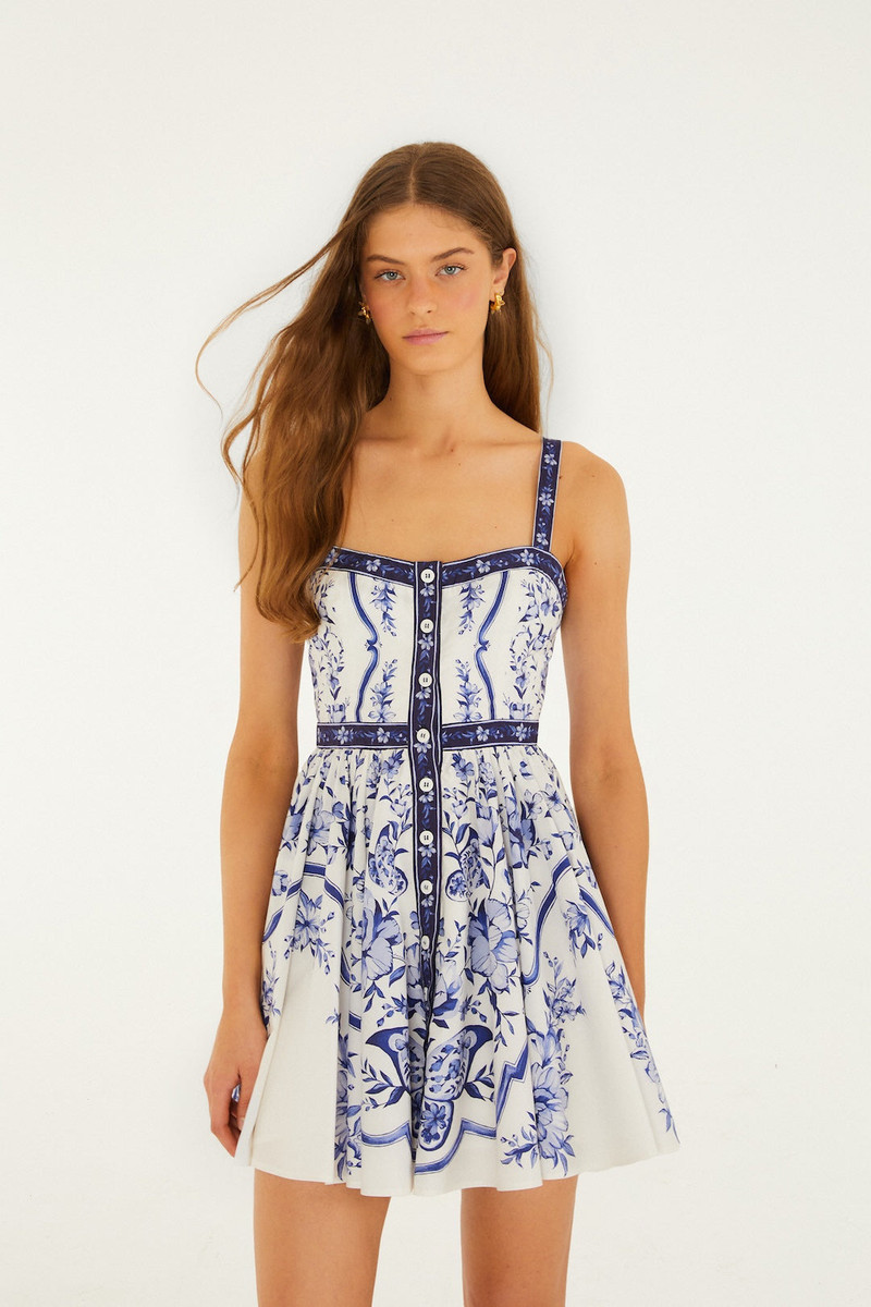 Off-White Porcelain Garden Buttoned Organic Cotton Mini Dress 1