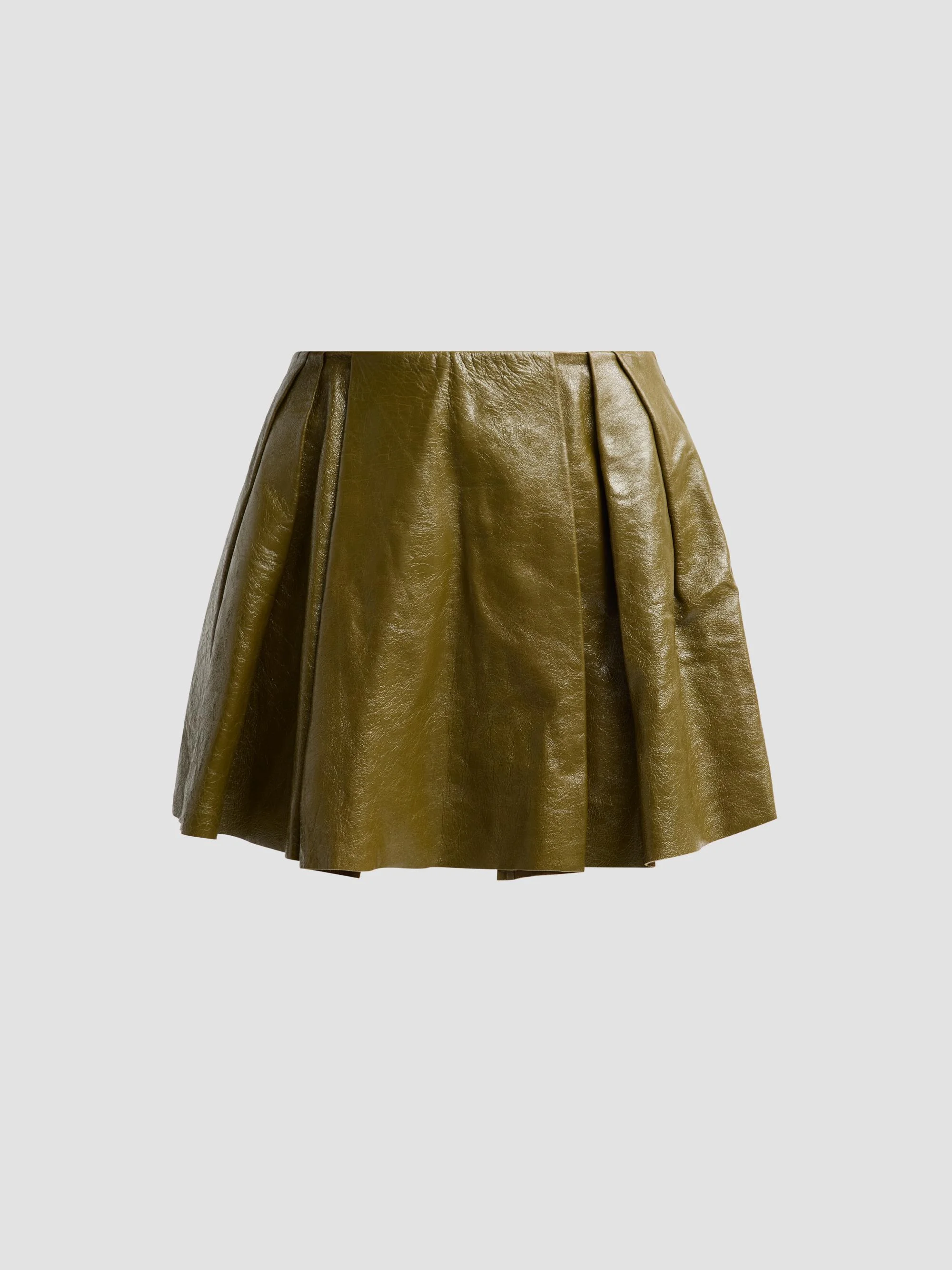 Women's Sophie Crinkled Leather A-Line Mini Skirt - Lichen - 1
