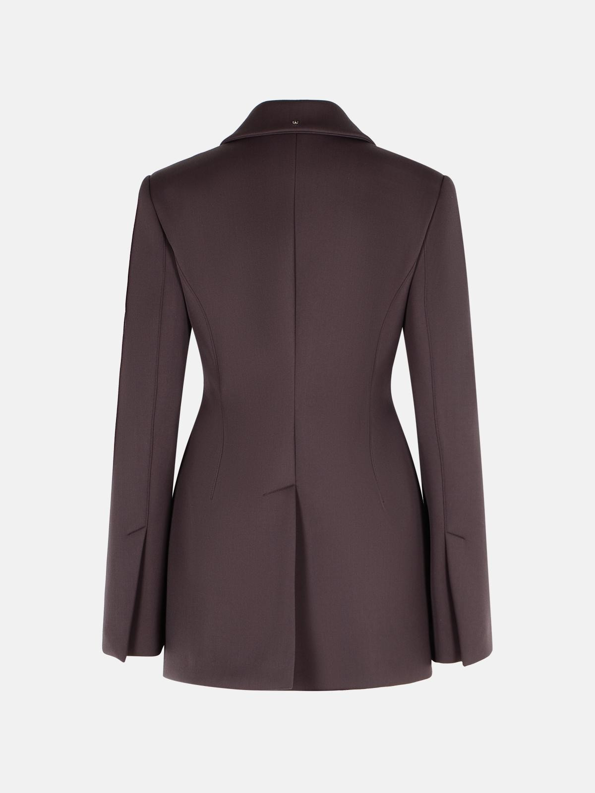 'BACIO' TIGHT JACKET IN COFFEE VIRGIN WOOL BLEND - 3