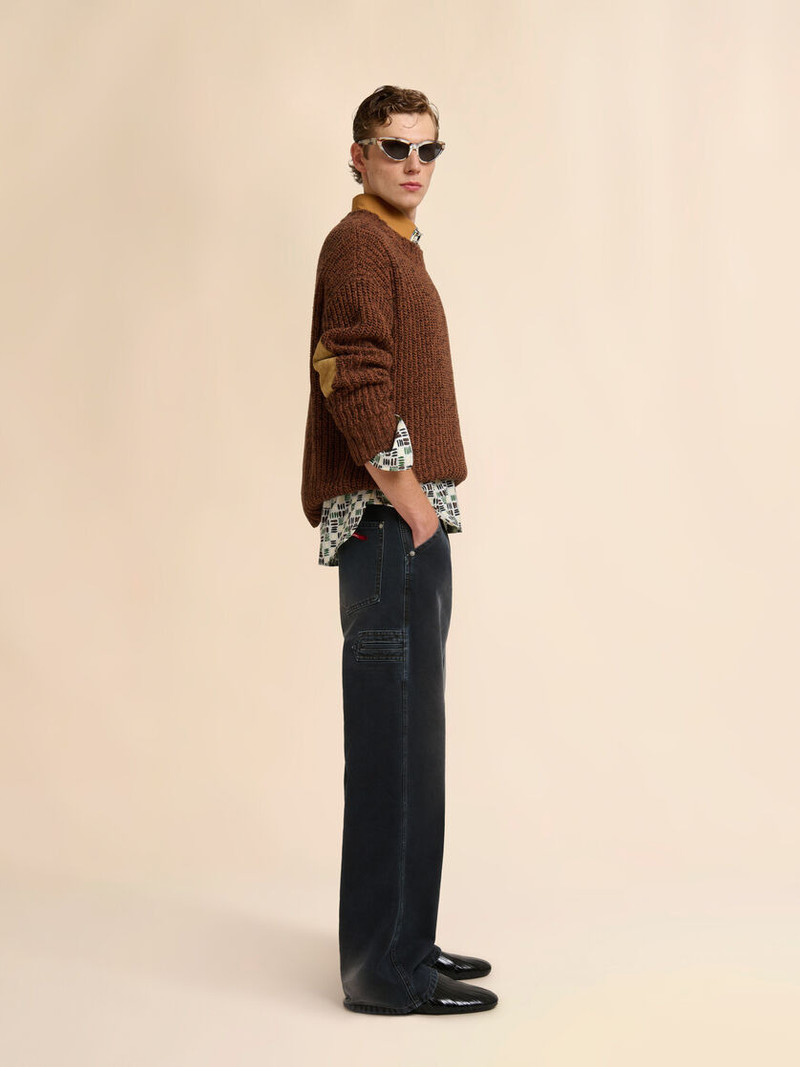 BROWN MOULINÉ WOOL SWEATER WITH MARNI MENDING 5