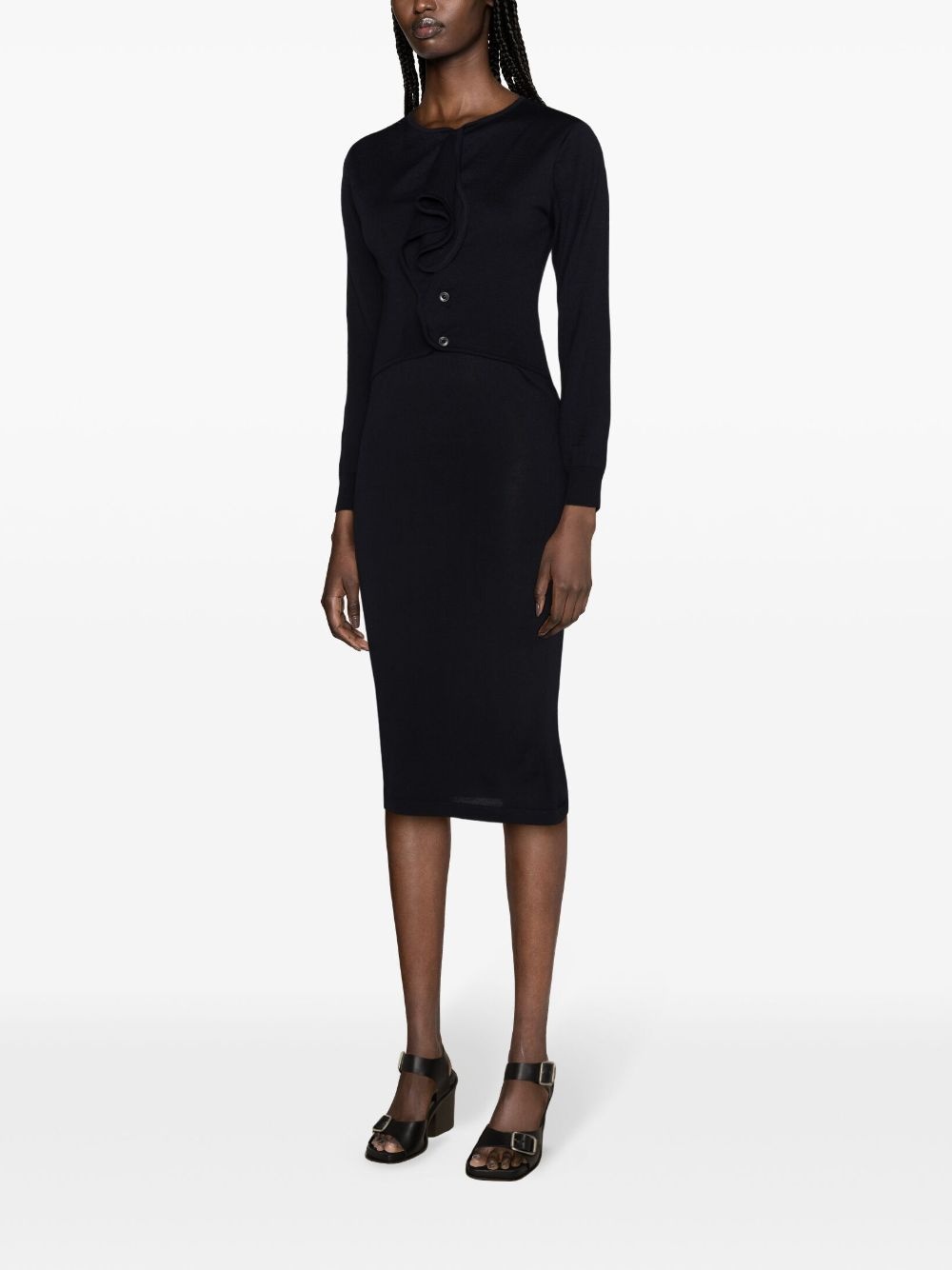 ribbed-knit cardigan dress - 3