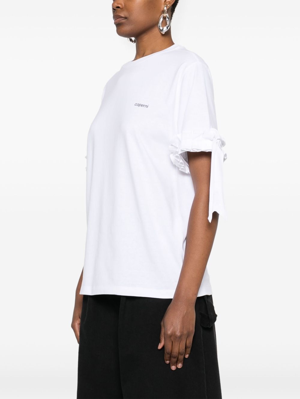 logo-print ruffle-trim T-shirt - 3