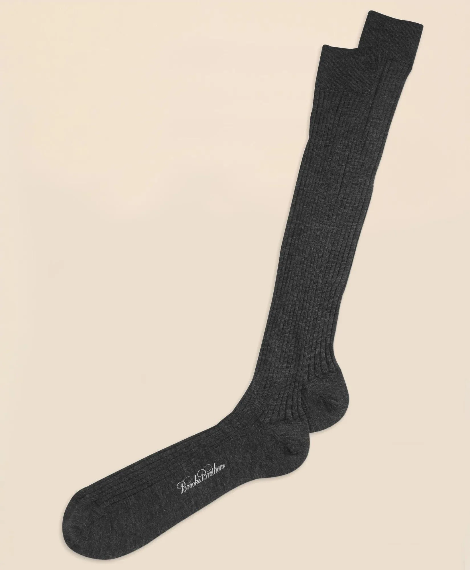 Merino Wool Ribbed Over-the-Calf Socks - 1