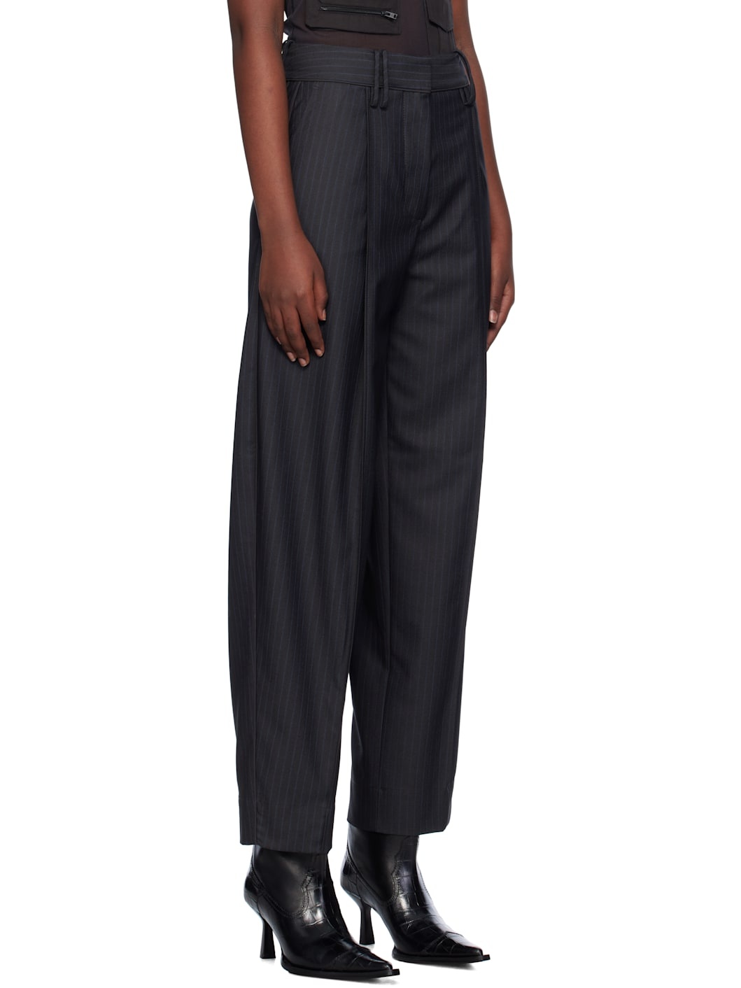 Gray Stripe Suiting Trousers - 2