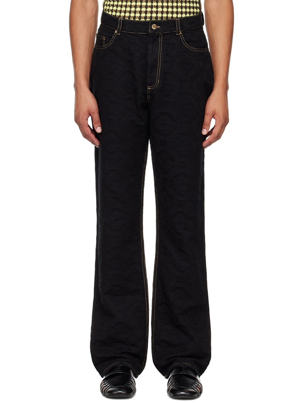 Black Jacquard Jeans - 1