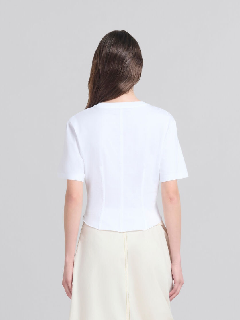WHITE ORGANIC JERSEY CORSET T-SHIRT - 3