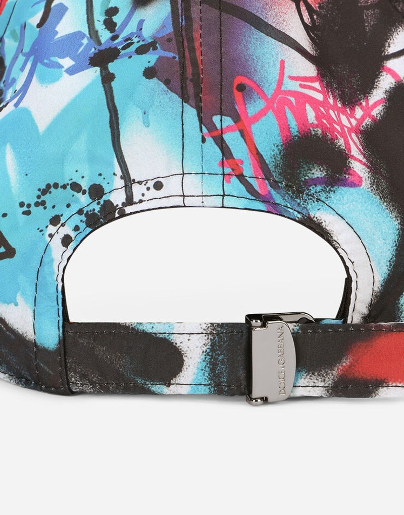 Baseball cap with spray-paint graffiti print 4