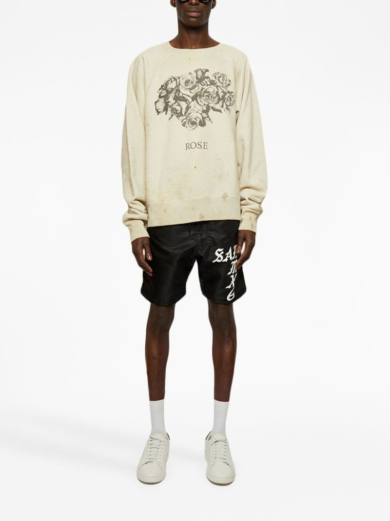 SAINT M×××××× Rose-print crew-neck sweatshirt outlook