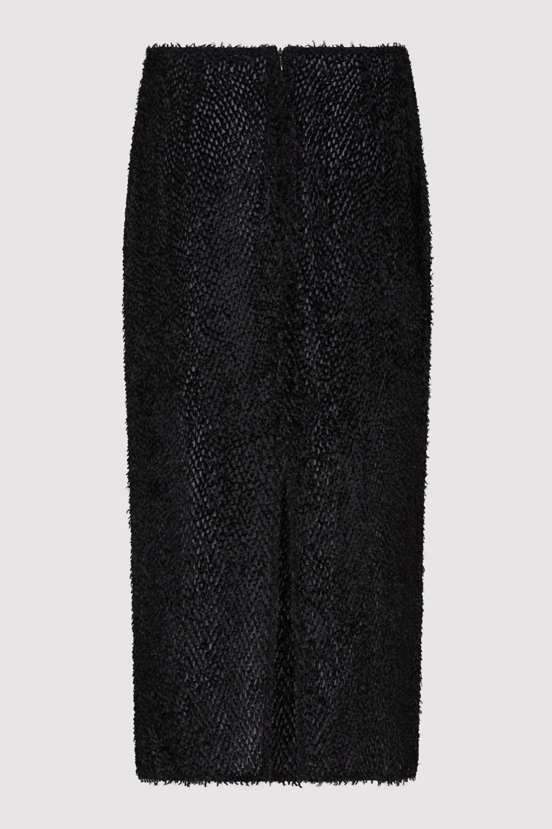 Feathered Silk Skirt - Black - 9