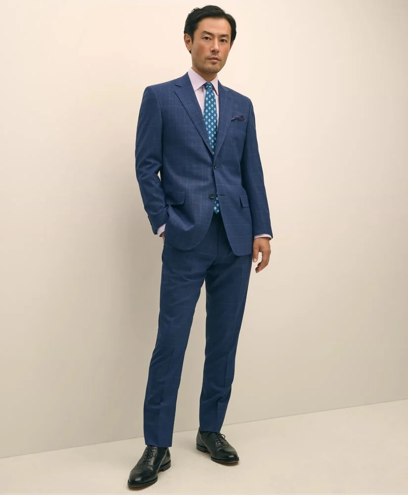 Brooks Brothers Explorer Collection Slim Fit Wool Check Suit Pants - 1