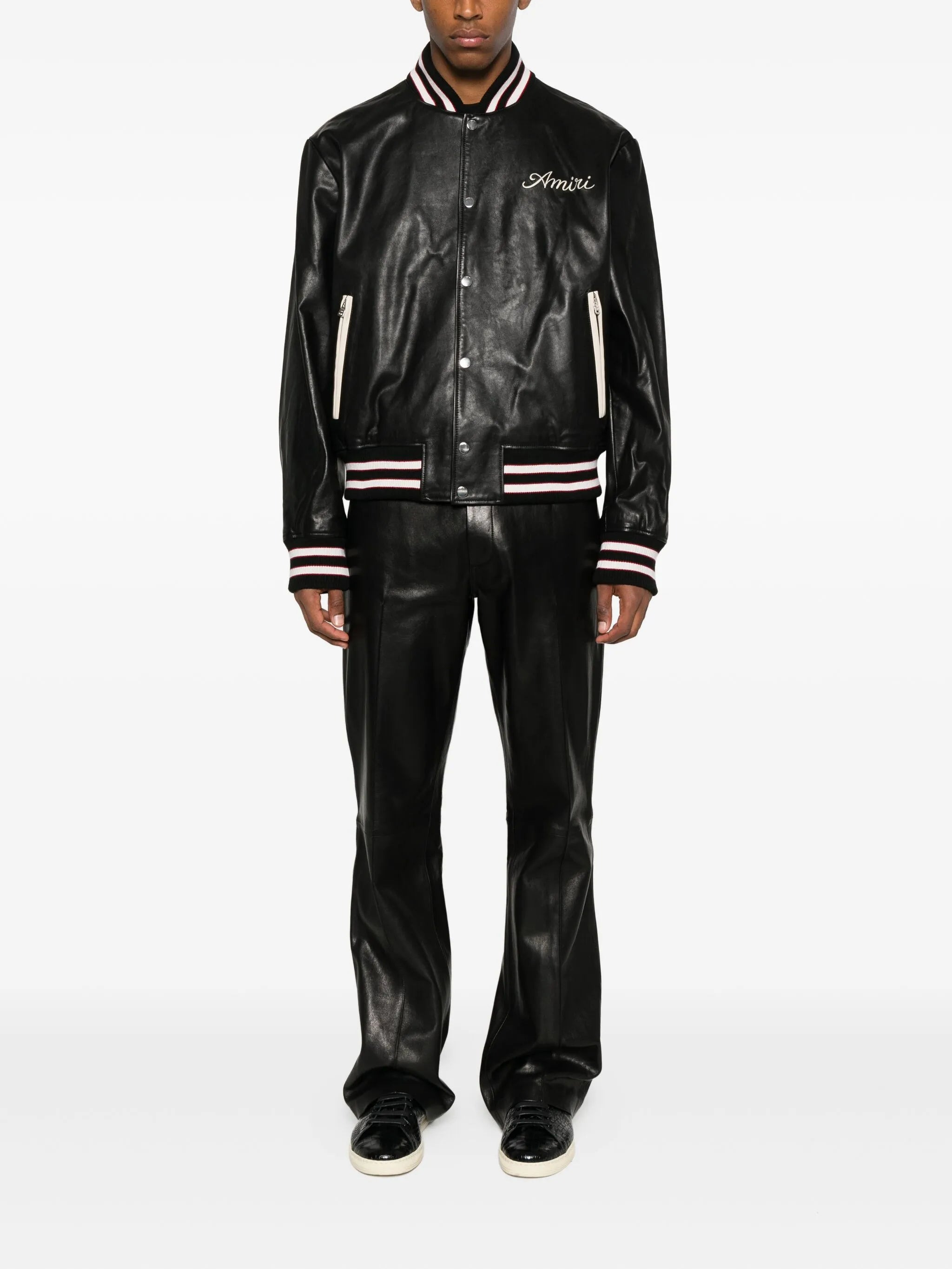 Amiri Embroidered Leather Varsity Jacket - 2