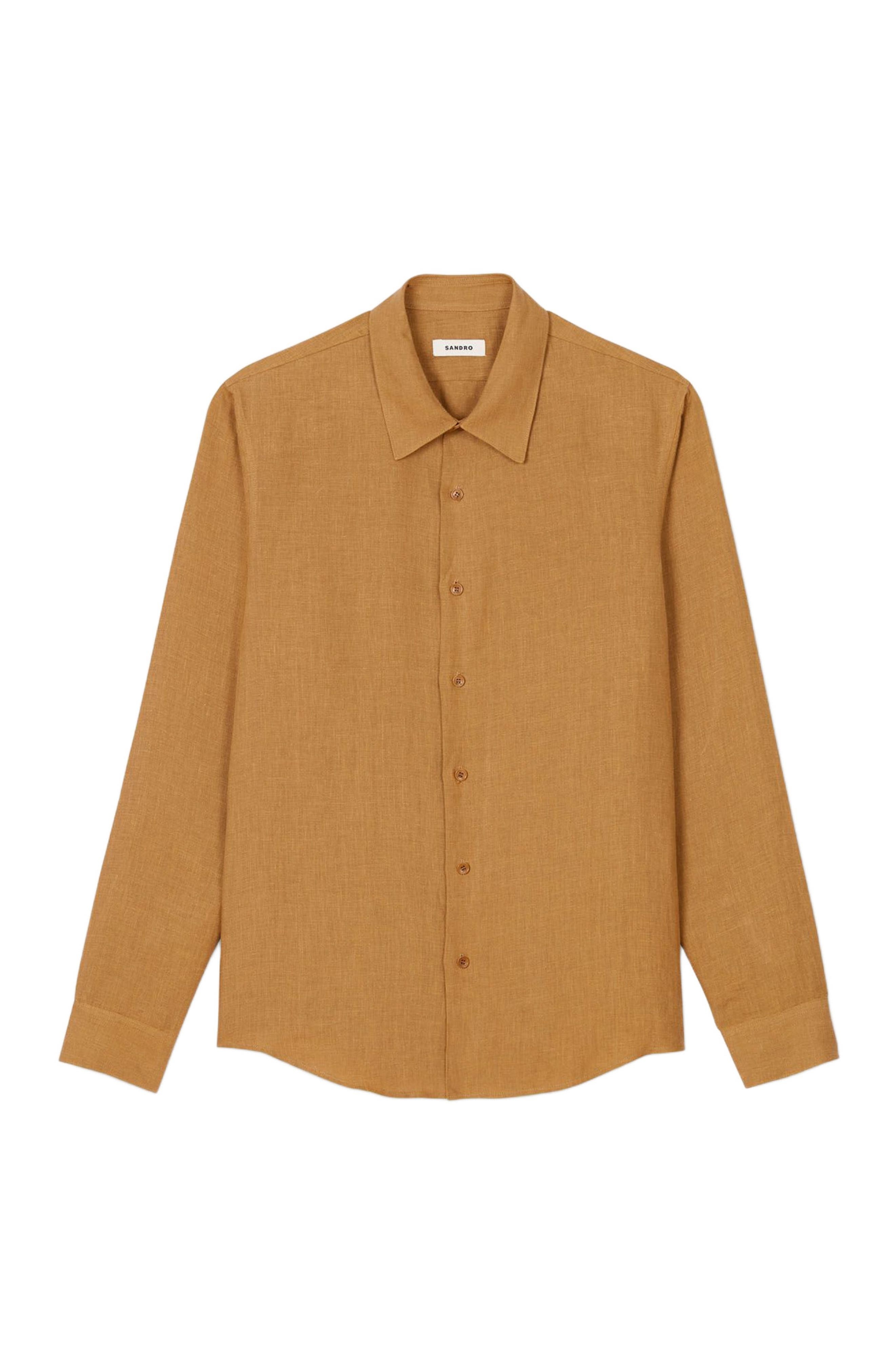 SANDRO Linen shirt in Dark Sand at Nordstrom - 5