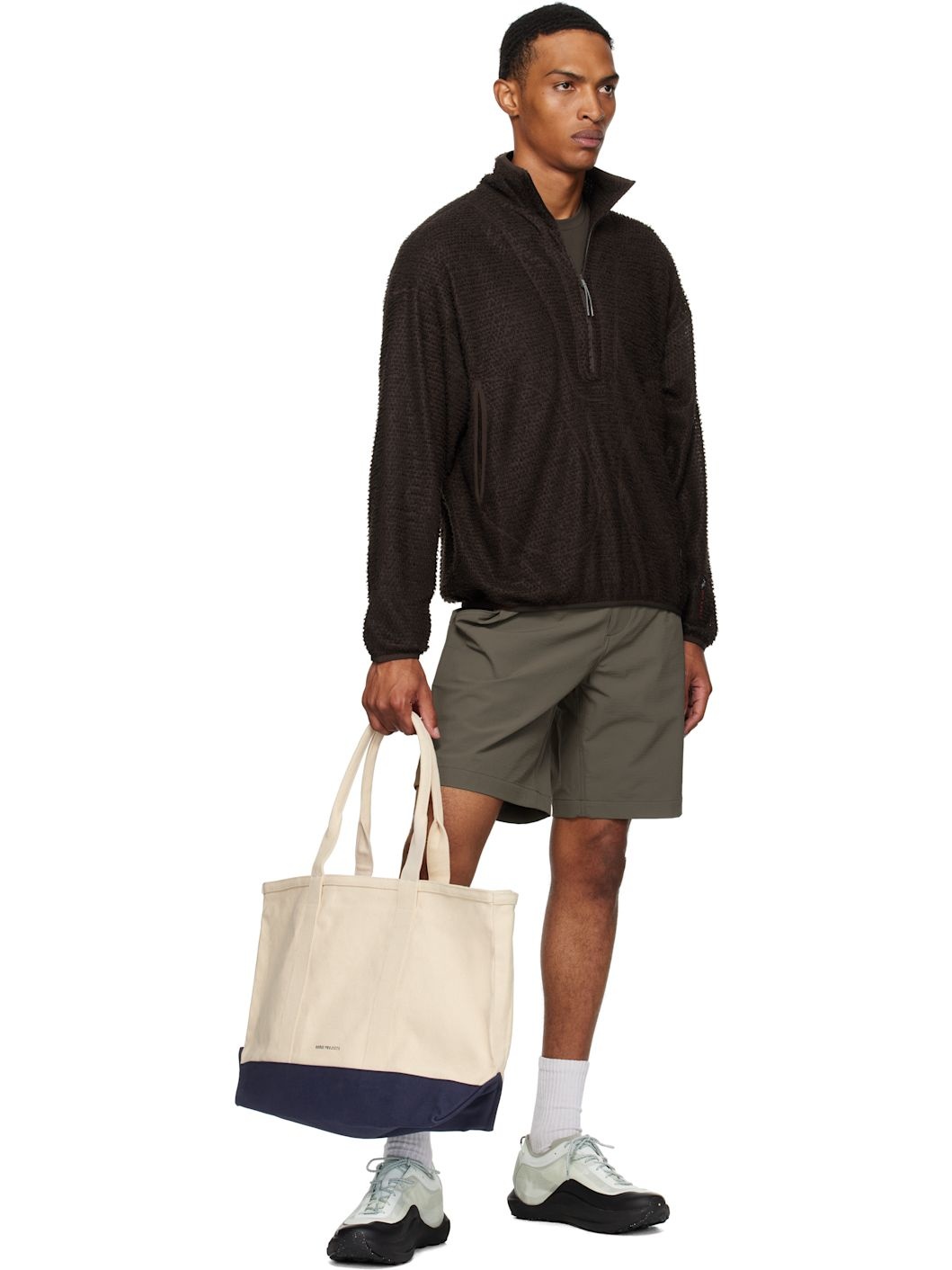 Off-White & Navy Stefan Cotton Canvas Tote - 4