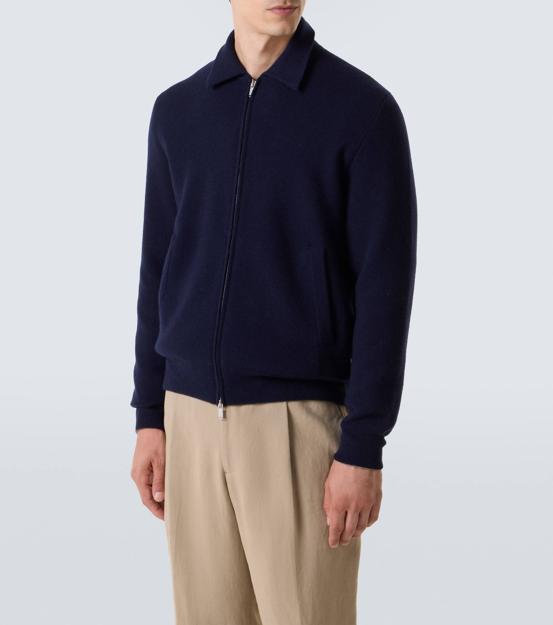 Wool-blend zip-up cardigan - 3