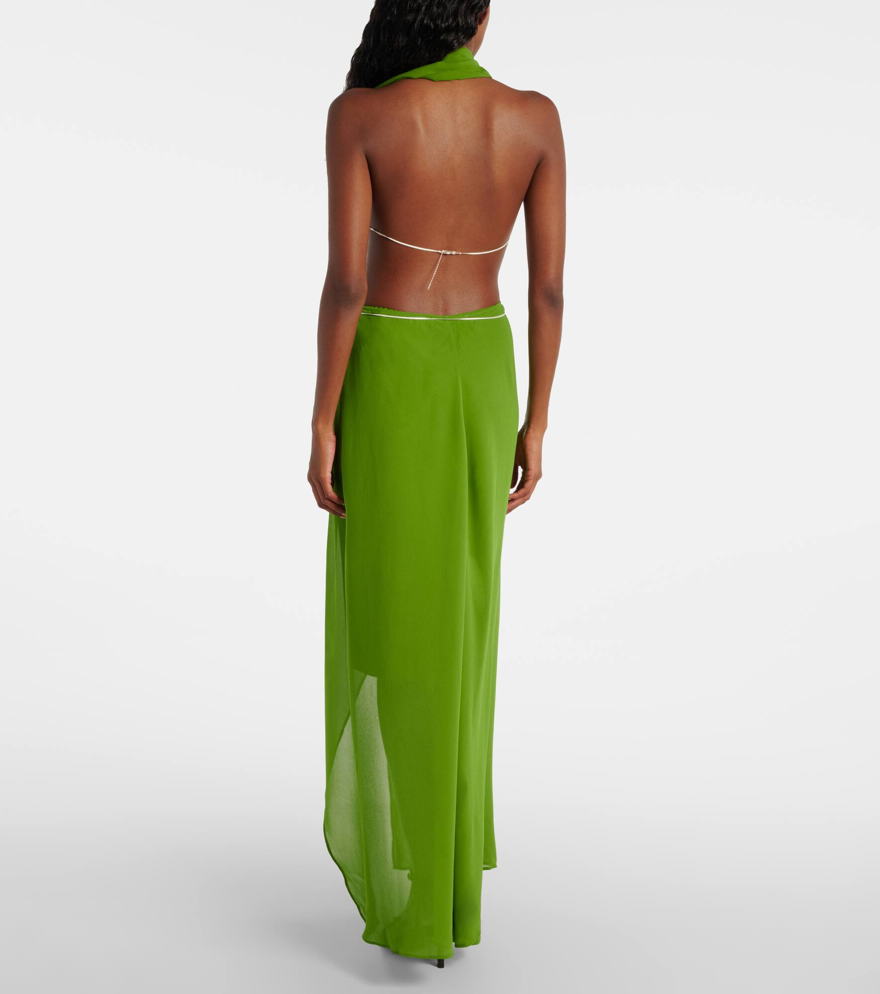 Chain-detail silk georgette wrap skirt - 3