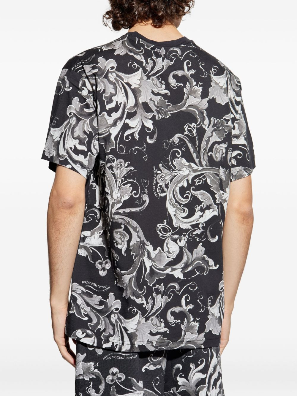 baroque-print sleeve-detail t-shirt - 4