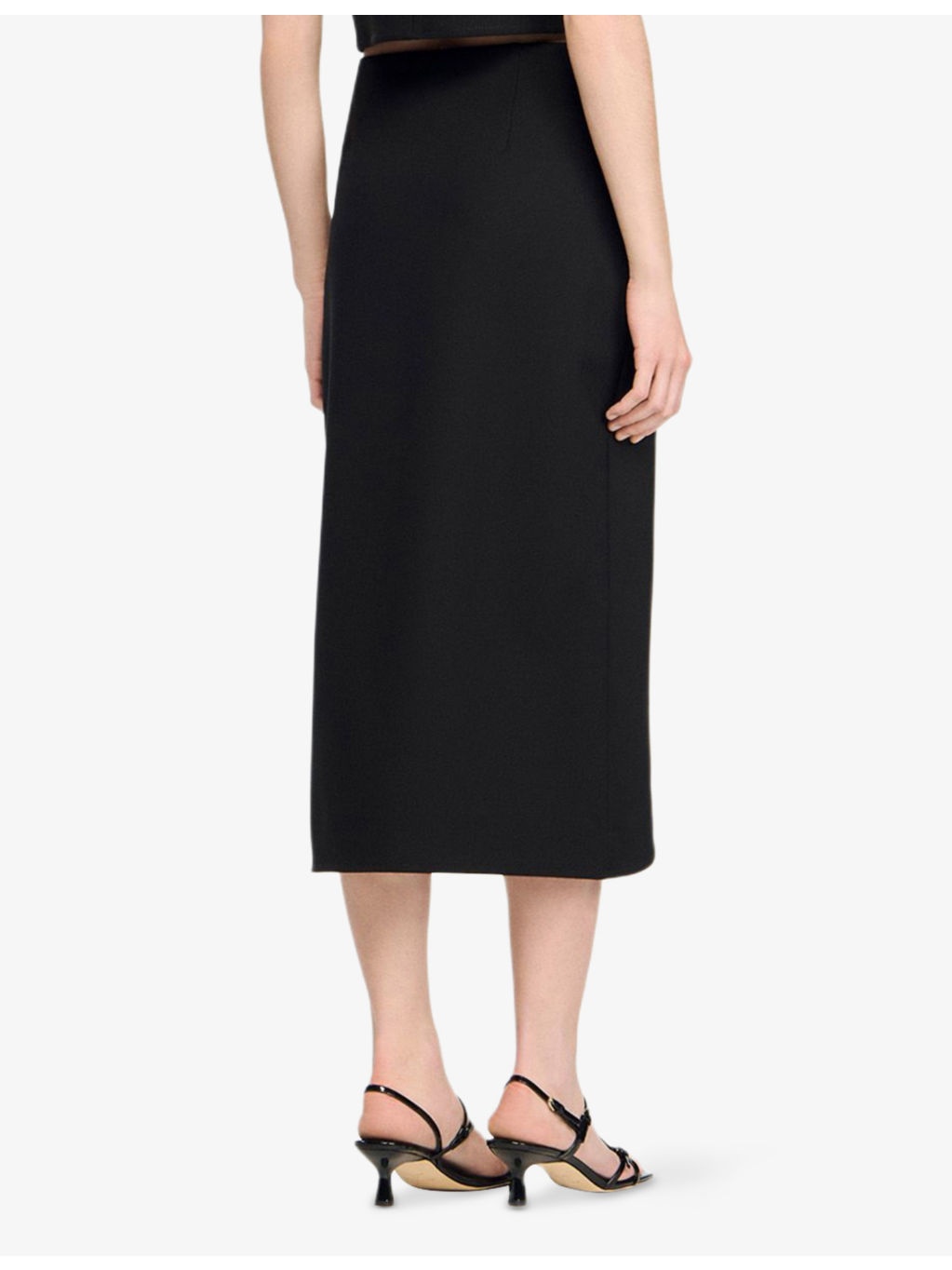 Button-Down High-Rise Stretch-Woven Midi Skirt - 4