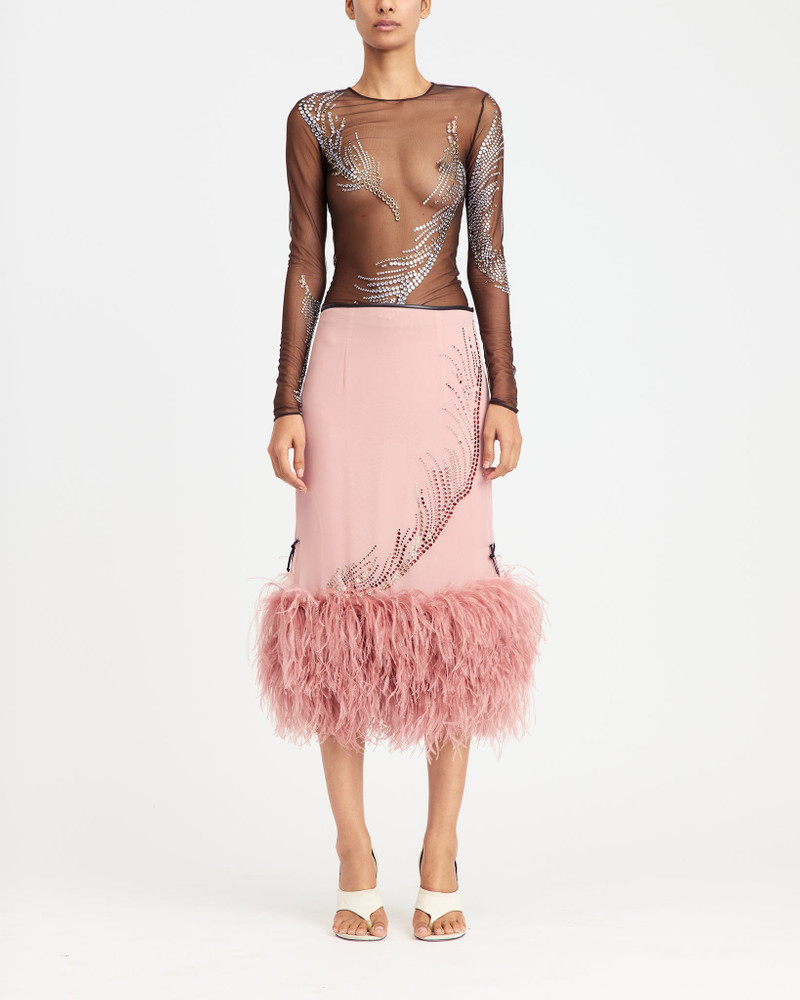 16ARLINGTON MERROW MIDI SKIRT IN FEATHER AND CHIFFON outlook