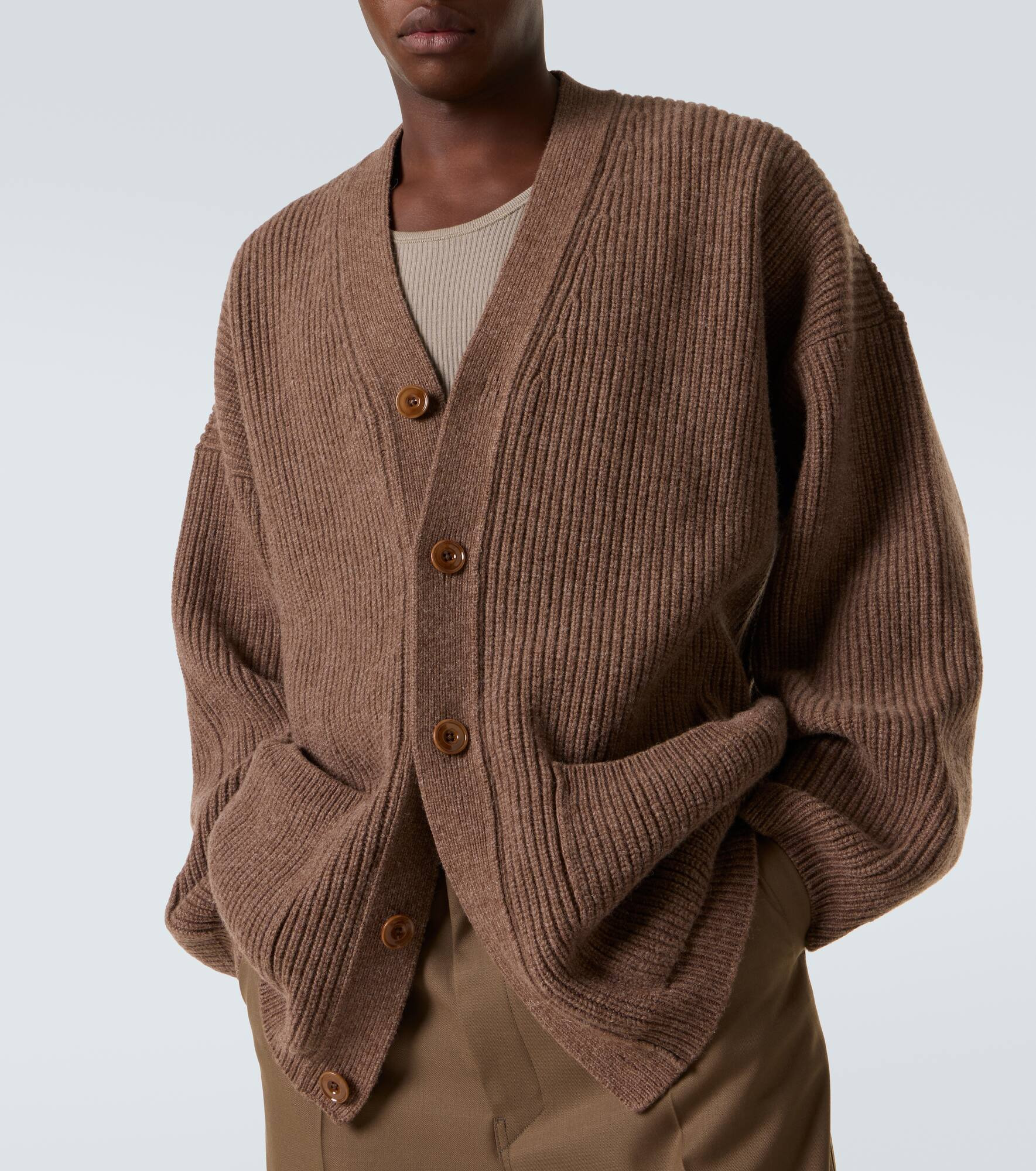 Oversized ribbed-knit wool cardigan - 5