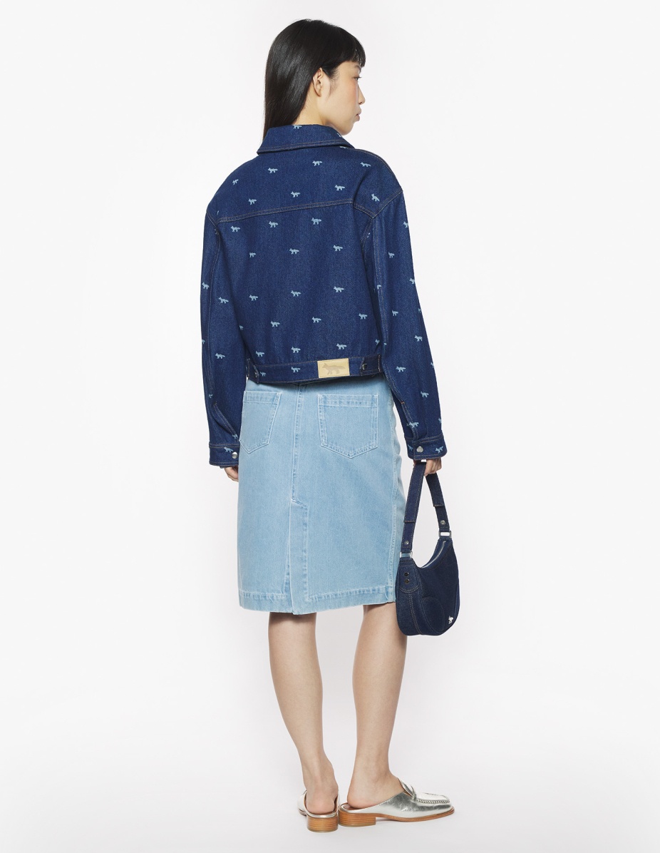 ZIPPED CROPPED DENIM JACKET - 5