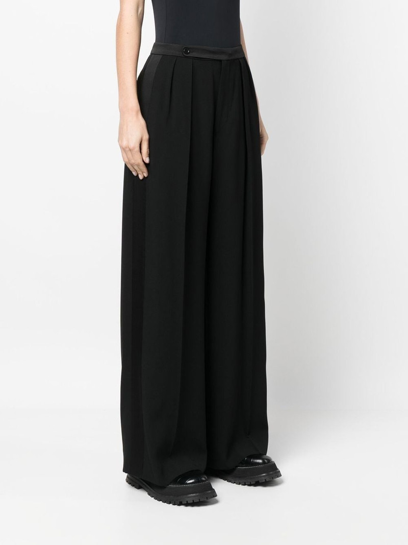 satin-trim pleated trousers 3