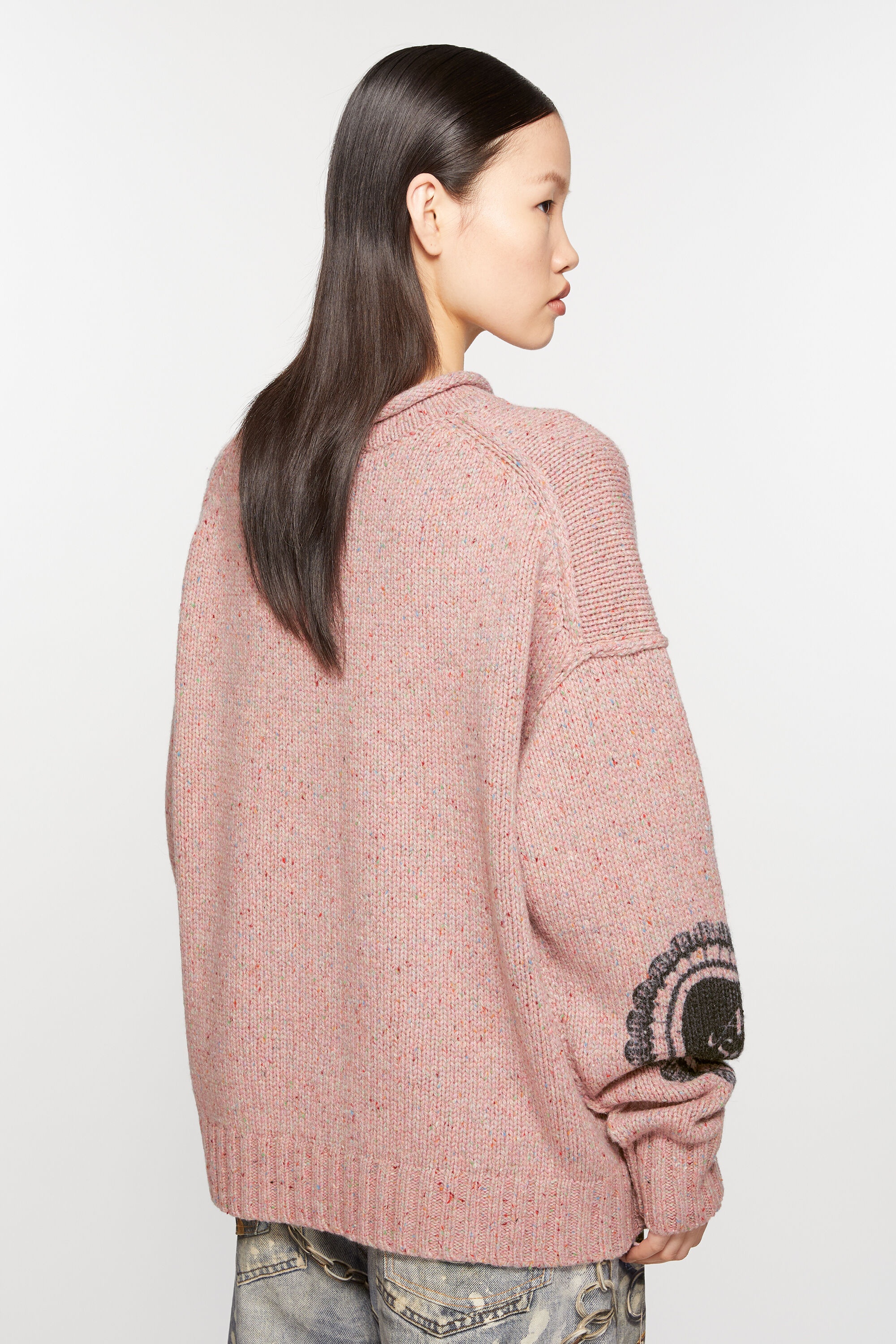 Printed wool blend jumper - Faded pink - 3