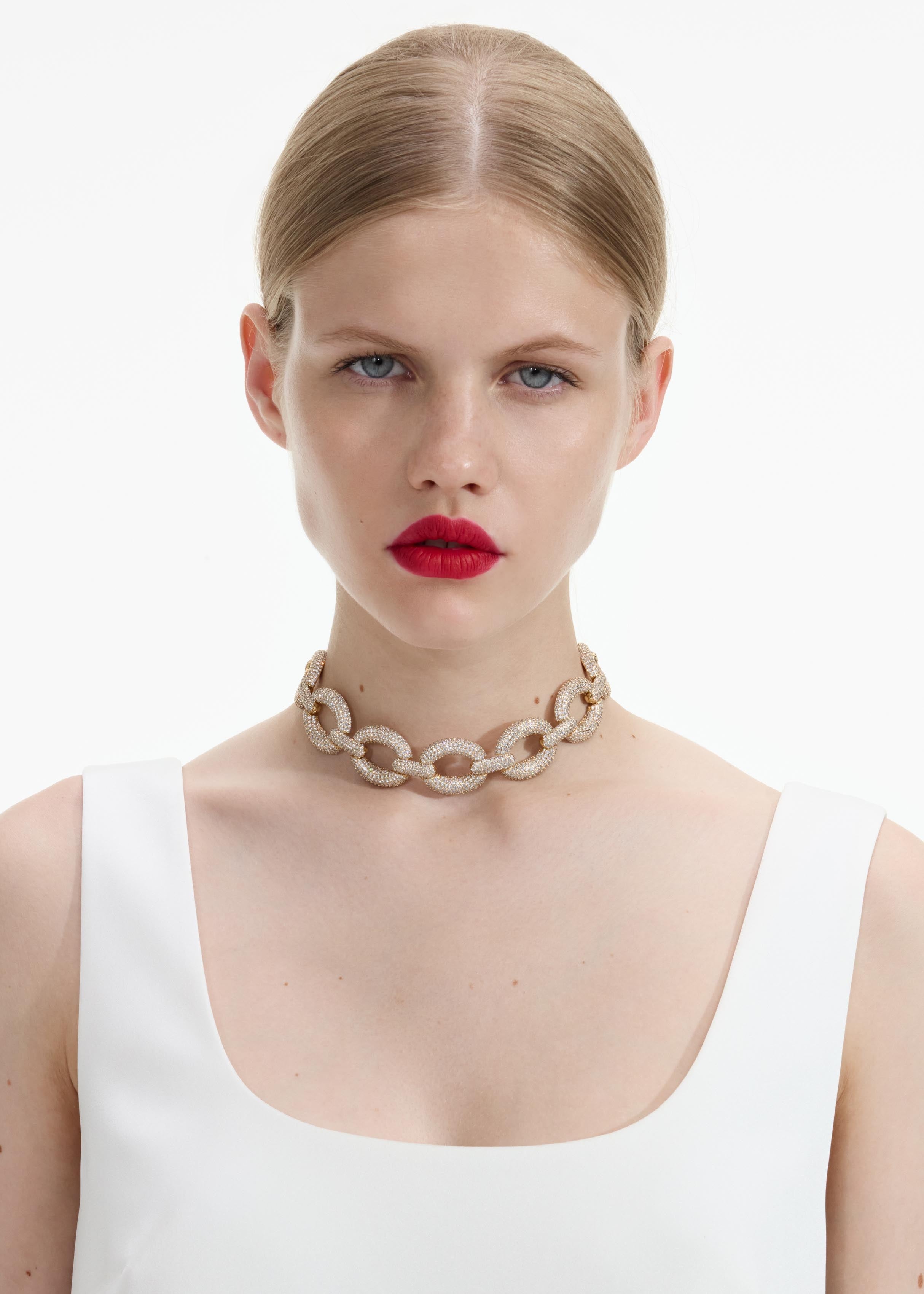 Gold Crystal Link Choker - 1
