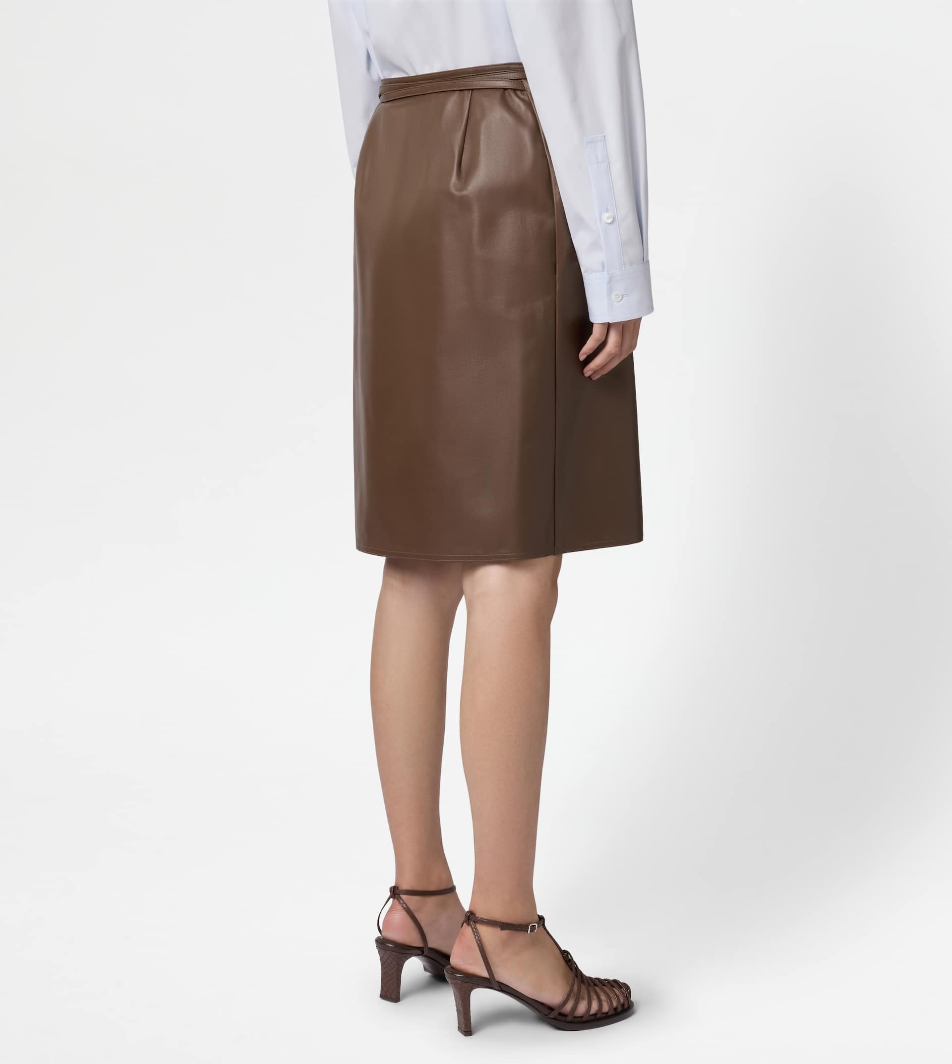 WRAP SKIRT IN LEATHER - BROWN - 6