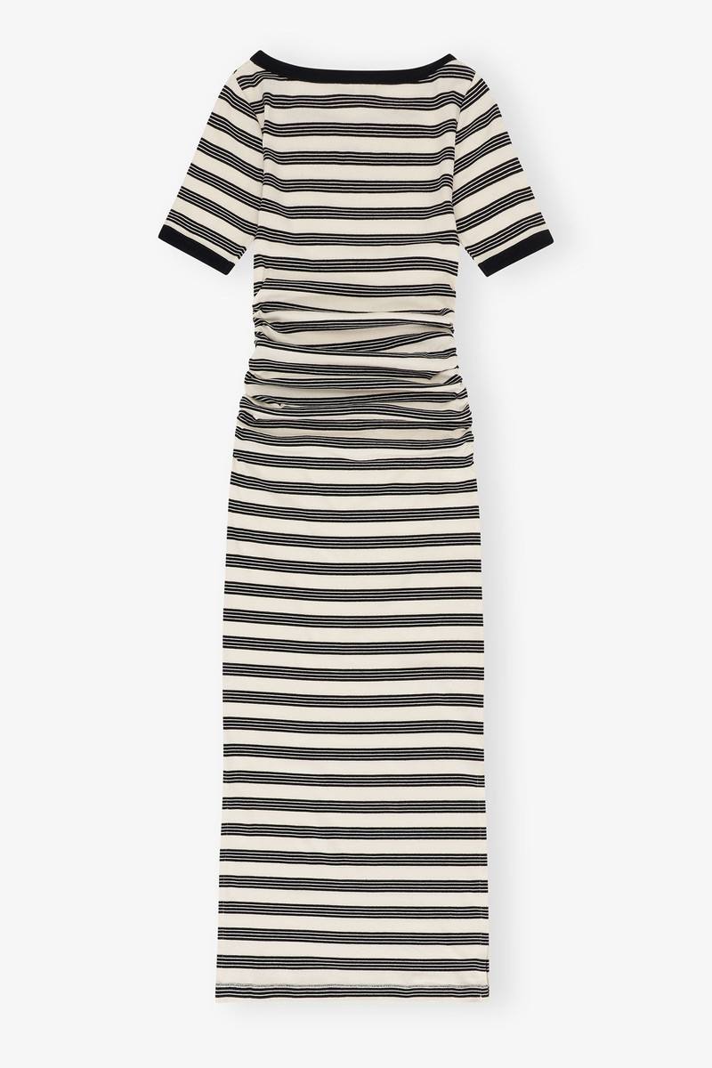 STRIPED SOFT COTTON RIB SHORT SLEEVE DRESS 6